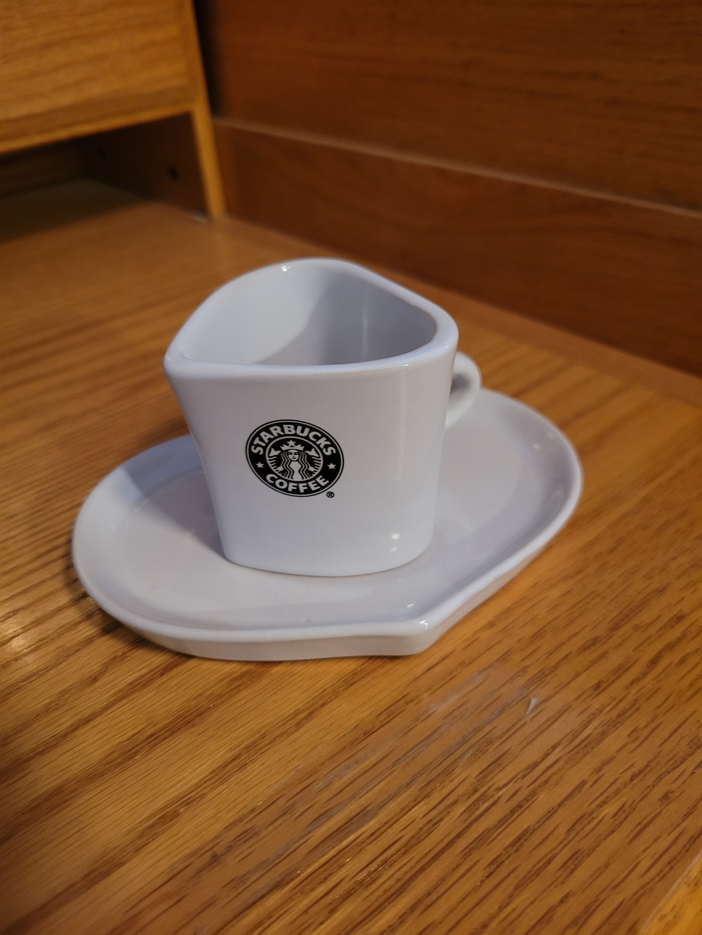Starbucks White Heart-Shaped Ceramic Cup & Saucer Set